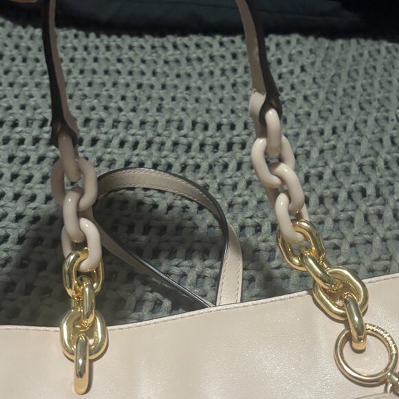 ๐ Michael Kors Jane Large Satchel Shoulder Bag - Blush Pink Leather Gold Chain - Picture 11 of 14